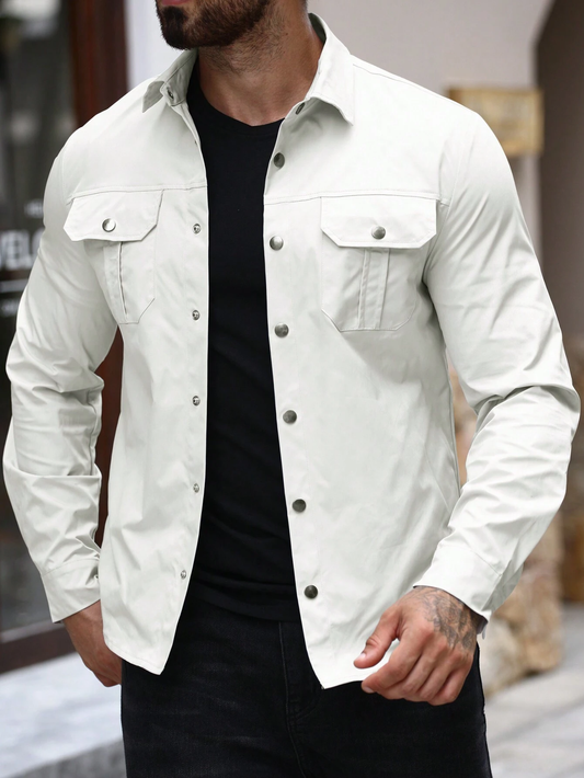 Urban White Overshirt with Utility Pockets