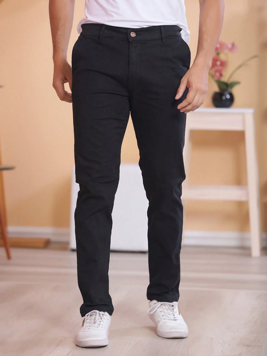 Black Slim-Fit Essential Pants