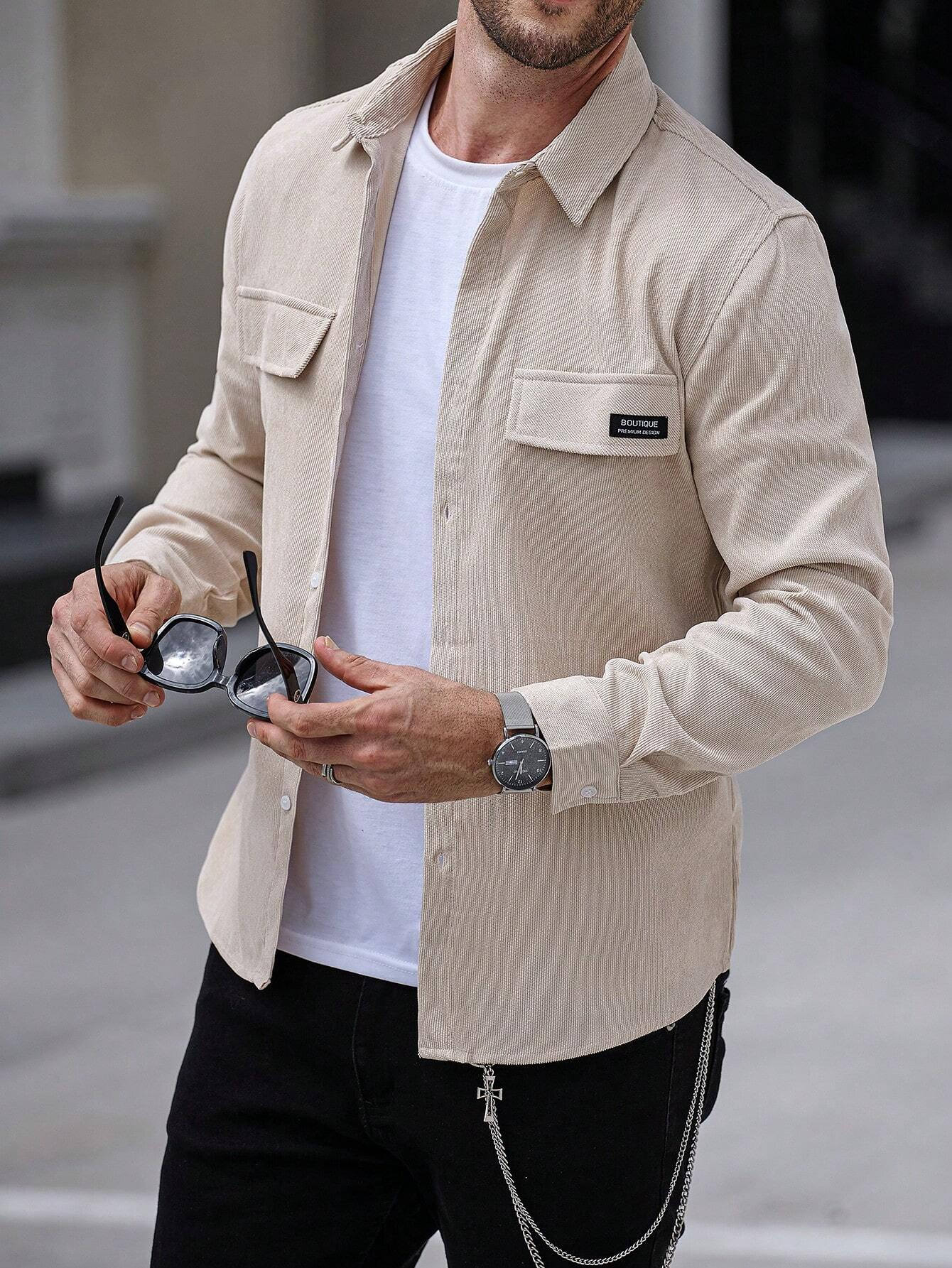 Light Beige Corduroy Overshirt